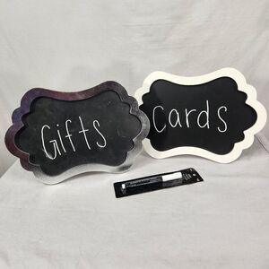 2 Small Chalkboard Easels Wedding Party With Chalk Marker White Silver